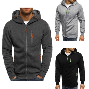 Veste à capuche zippée de sport pour homme en gris foncé, gris clair et noir