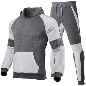 Survêtement homme deux pièces avec sweat à capuche et jogging en design contrasté gris