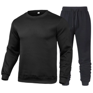 Men Casual Tracksuit Cotton Blend Printed Long Sleeve Top And Ribbed Cuffs Sweatpants Outfit For Autumn Spring Daily Wear