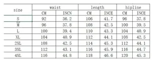 Detaillierte Größentabelle für Herren-Freizeithosen von S bis 4XL in CM und INCH