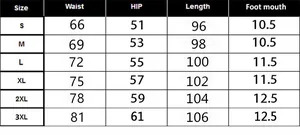 Detailed size guide table for men's thermal trousers including waist and hip measurements