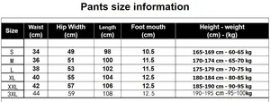 Detailed size chart for men slim fit hooded tracksuits showing waist and length measurements