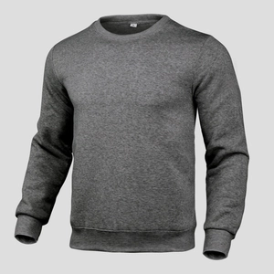 Classic dark grey crewneck sweatshirt for men with ribbed cuffs and a 3D silhouette fit