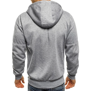 Vue arrière d'une veste à capuche homme gris clair avec ourlet et poignets côtelés