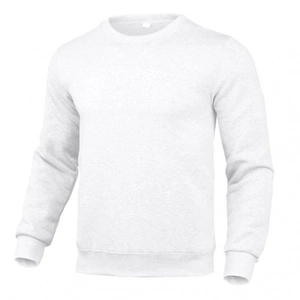 Classic crewneck sweatshirt in light grey blend with ribbed cuffs on white background