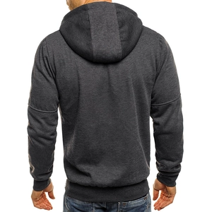Sweat-shirt de sport à capuche gris foncé pour homme avec fermeture éclair et bords-côtes