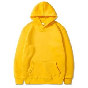 Felpa con cappuccio giallo brillante con tasca a marsupio e polsini a coste per unisex