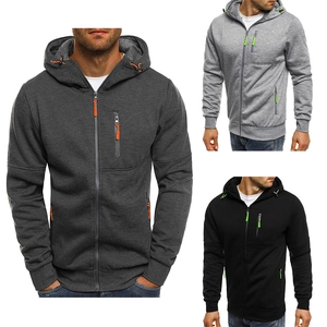 Veste à Capuche en Polyester Jacquard pour Homme Sport Fitness Respirant Sweat-shirt à Manches Longues avec Fermeture Éclair
