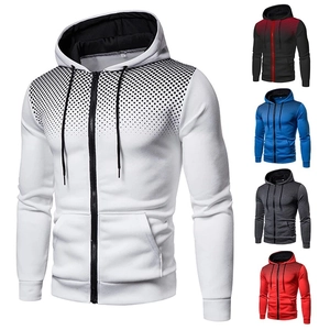 Sweat à Capuche Zippé pour Hommes Sport Décontracté Imprimé Pois Dégradé Manches Longues Automne Hiver Polyester Vêtement d'Extérieur Top