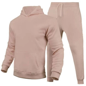 Conjunto de sudadera con capucha y pantalón de chándal en rosa empolvado, estilo holgado casual