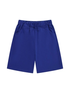 Solid Klein blue athletic shorts for kids with elastic waistband and side pockets