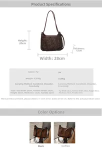 Leopard print tote bag dimensions diagram showing width 28cm and 32cm handle height