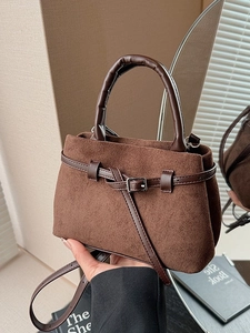 Frosted Retro Suede Women Bucket Bag Fashion Casual Shoulder Crossbody Bag For Ladies Daily Work Travel Small Tote Handbag