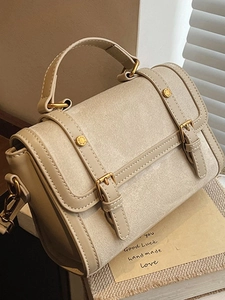 Women's Vintage PU Suede Patchwork Crossbody Bag Fashion Retro Top Handle Satchel Small Square Shoulder Bag For Casual Travel