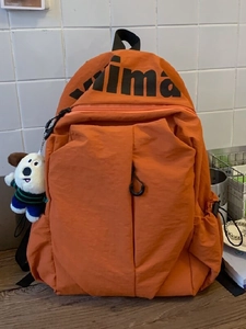 Mochila de Nailon Impermeable de Gran Capacidad Mochila Escolar Casual con Estampado de Letras y Colgante de Perro para Estudiantes Viajes
