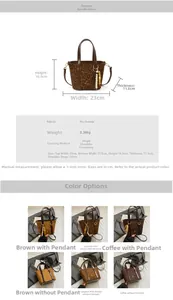 Tabella taglie e varianti colore per borsa a secchiello vintage in pelle scamosciata