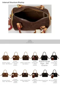 Détails de l'ouverture zippée intérieure et options de couleurs du sac Boston mat