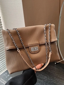 Borsa a Tracolla Vintage in Pelle PU Plissettata per Donna Borsa a Spalla con Catena di Lusso Tinta Unita Quadrata per Feste
