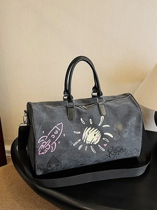 Large Capacity Canvas Graffiti Travel Bag For Men Women Fashion Leisure Gym Bag Weekend Overnight Luggage Tote Handbag