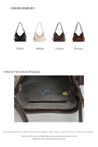 Vue détaillée du sac cabas avec doublure rayée et petit sac suspendu pour les accessoires