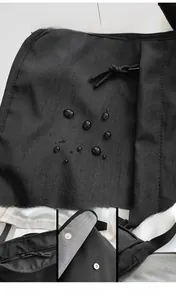 Dettaglio del tessuto in nylon resistente all'acqua e tracolla rinforzata della borsa