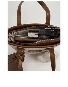 Detailed interior of the printed tote bag showing large capacity for daily items