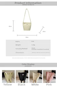 Detailed size chart and specifications for the minimalist canvas hobo shoulder bag