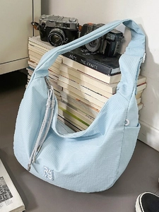 Large Capacity Waterproof Nylon Hobo Bag For Women Checkered Crescent Crossbody Shoulder Bag Casual Daily Cycling Handbag