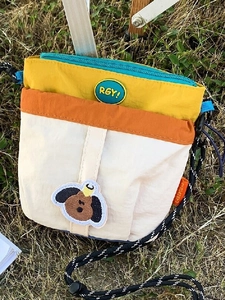 Borsa a Tracolla Outdoor in Nylon Color Block Donna Ricamo Cane Cartone Animato Leggera Resistente all'Acqua Piccola Borsa Stile Techwear