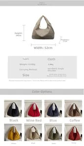 Tableau des tailles et matrice de 8 couleurs pour grands sacs cabas en toile