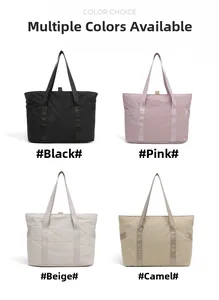 Grand sac cabas en nylon léger disponible en noir, rose, beige et couleur chameau