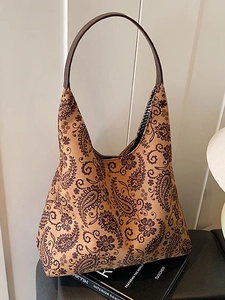 Large Capacity Vintage Paisley Leopard Print Tote Bag For Women PU Leather Strap Bohemian Hobo Shoulder Bag Commute Handbag