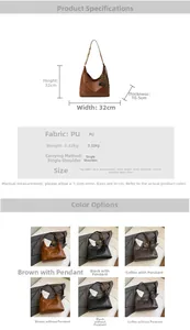 Detaillierte Größentabelle für große PU-Shopper mit Maßen von 32 cm Höhe und 32 cm Breite