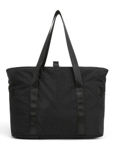 Grand sac cabas en nylon noir avec poignées renforcées pour yoga et voyage