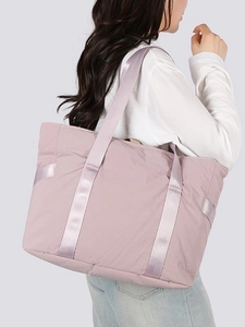 Sac fourre-tout matelassé en nylon vieux rose, grand sac d'épaule pour yoga et voyage