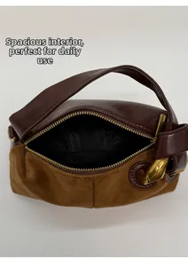 Detailed top view of a stylish pillow bag showing spacious interior and premium stitching