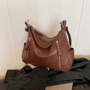 Large Capacity PU Leather Tote Shoulder Bag For Women Fashion Crossbody Hobo Bag With Multi Pockets Commuter Bag