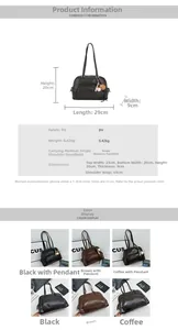 Detailed size specifications and color variants of the vintage PU leather tote bag