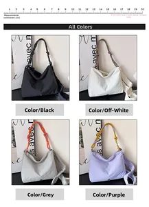 Minimalist nylon crossbody bag collection in black, beige, grey, and purple colors