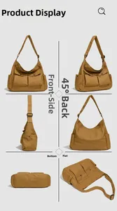 Collage d'un grand sac cabas en oxford montrant plusieurs vues et poches pratiques