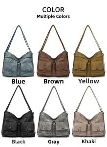 Detailed view of hobo shoulder bags in six vintage colors with adjustable straps