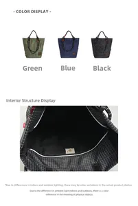 Struttura interna e opzioni colore della borsa tote in tela a quadri con manici intrecciati