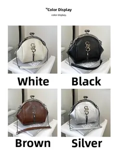 Detaillierte Farbanzeige von Vintage Umhängetaschen in Weiß, Schwarz, Braun und Silber