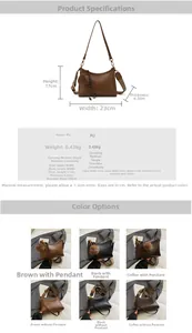 Detailed size specifications of the vintage PU leather shoulder bag with dimensions