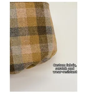 Detail of custom checkered fabric on saddle bag featuring scratch-resistant texture