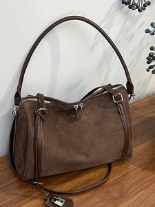 Women Suede Leopard Print Boston Bag Large Tote Handbag With Metal Lock Pendant Crossbody Shoulder Bag Casual Travel Bag