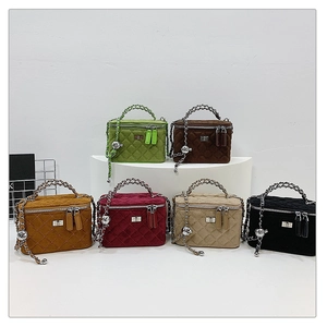 Quilted velvet mini vanity bags with chain handles in six elegant vintage colors