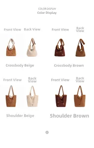 Detailed close-up of corduroy shoulder bags with cartoon embroidery and fleece lining