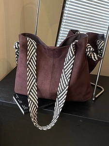 Women Large Capacity Suede Tote Bag Retro Frosted Bucket Bag With Braided Strap Fashion Crossbody Commuter Shoulder Bag