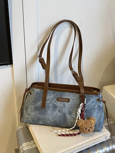 Sac Sous le Bras en Cuir PU Vintage pour Femmes Sac à Épaule Cousu Rétro Navette Grande Capacité Sac à Main Seau Usage Quotidien